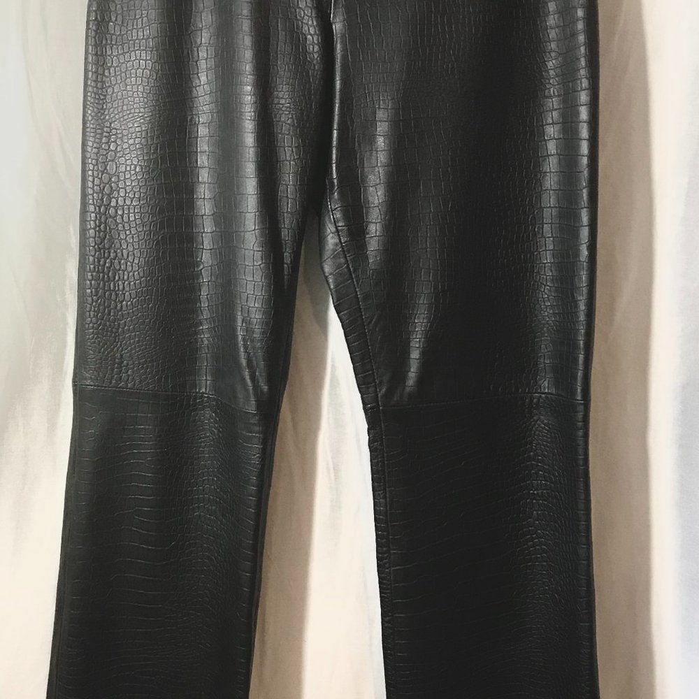 Neto, Black Leather croc Trouisers, size 8